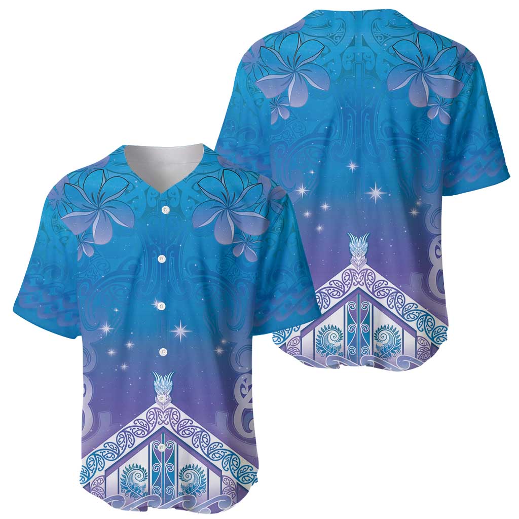 New Zealand Matariki Baseball Jersey Maori Marae Cyan Galaxy