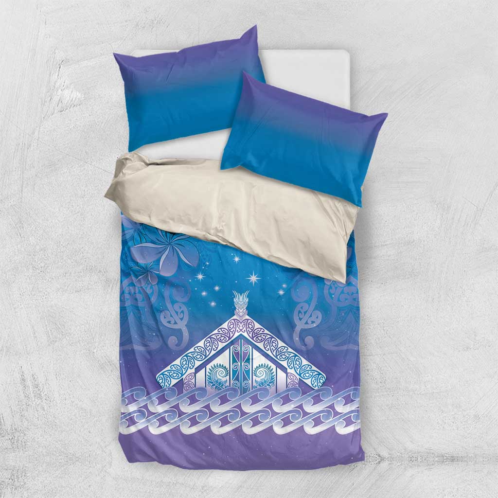New Zealand Matariki Bedding Set Maori Marae Cyan Galaxy