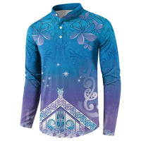 New Zealand Matariki Button Sweatshirt Maori Marae Cyan Galaxy