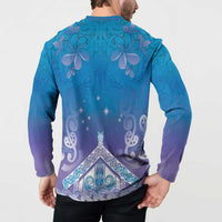 New Zealand Matariki Button Sweatshirt Maori Marae Cyan Galaxy