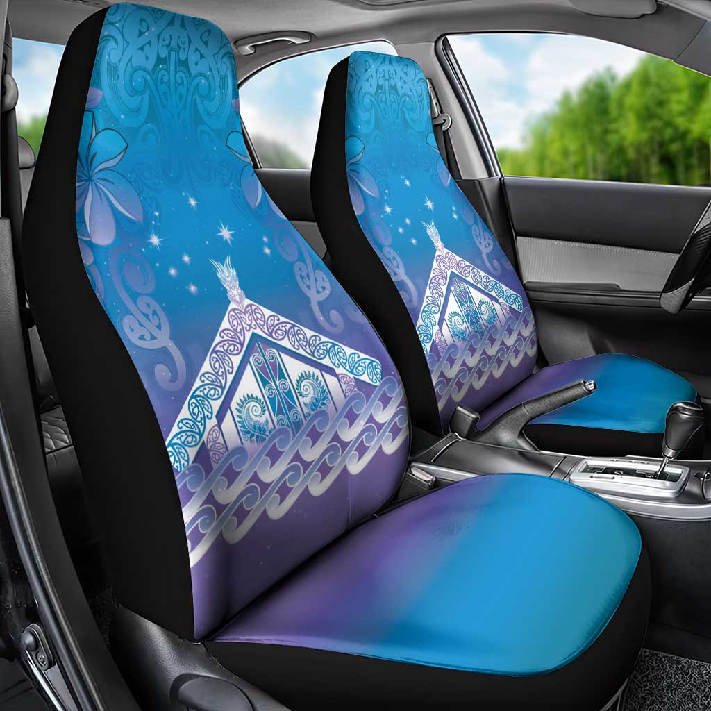 New Zealand Matariki Car Seat Cover Maori Marae Cyan Galaxy