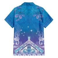 New Zealand Matariki Family Matching Long Sleeve Bodycon Dress and Hawaiian Shirt Maori Marae Cyan Galaxy