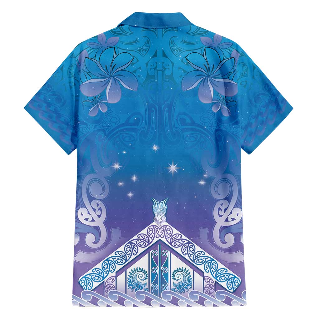 New Zealand Matariki Family Matching Puletasi and Hawaiian Shirt Maori Marae Cyan Galaxy