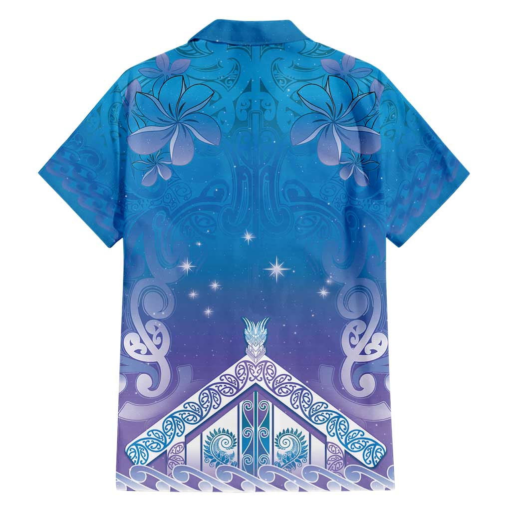New Zealand Matariki Family Matching Short Sleeve Bodycon Dress and Hawaiian Shirt Maori Marae Cyan Galaxy