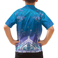 New Zealand Matariki Family Matching Tank Maxi Dress and Hawaiian Shirt Maori Marae Cyan Galaxy