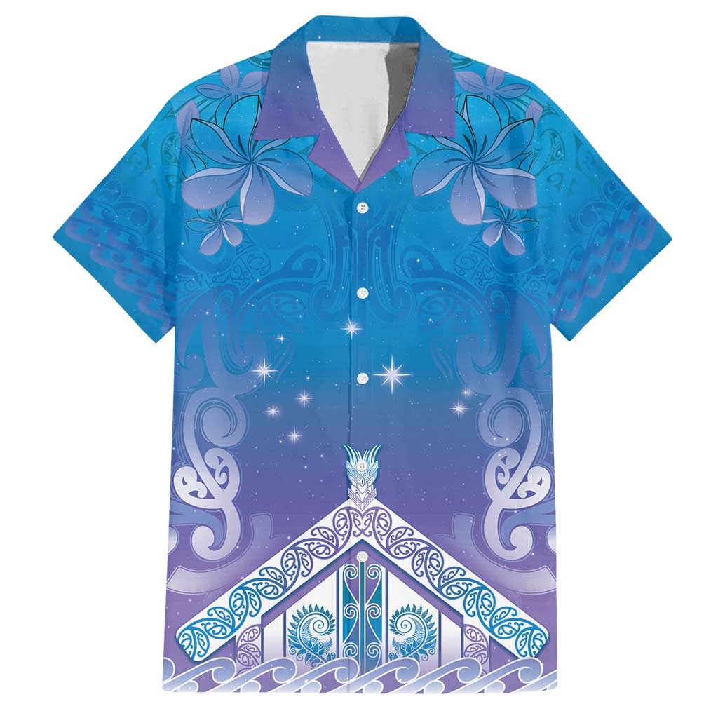 New Zealand Matariki Family Matching Tank Maxi Dress and Hawaiian Shirt Maori Marae Cyan Galaxy