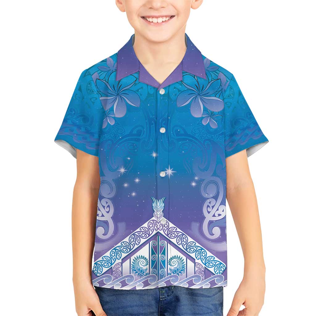 New Zealand Matariki Family Matching Tank Maxi Dress and Hawaiian Shirt Maori Marae Cyan Galaxy