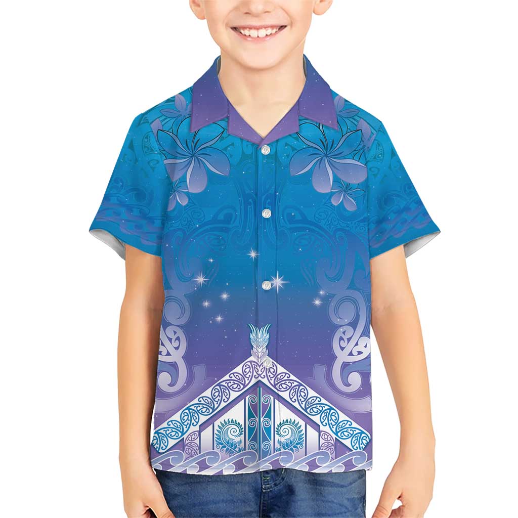 New Zealand Matariki Hawaiian Shirt Maori Marae Cyan Galaxy