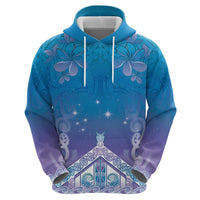 New Zealand Matariki Hoodie Maori Marae Cyan Galaxy