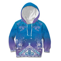 New Zealand Matariki Kid Hoodie Maori Marae Cyan Galaxy