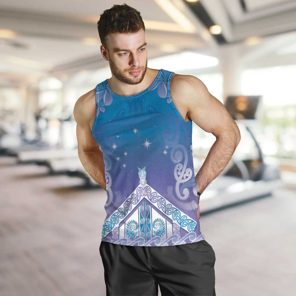 New Zealand Matariki Men Tank Top Maori Marae Cyan Galaxy