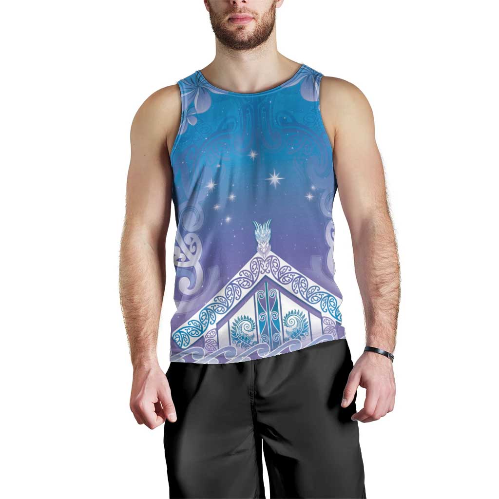 New Zealand Matariki Men Tank Top Maori Marae Cyan Galaxy