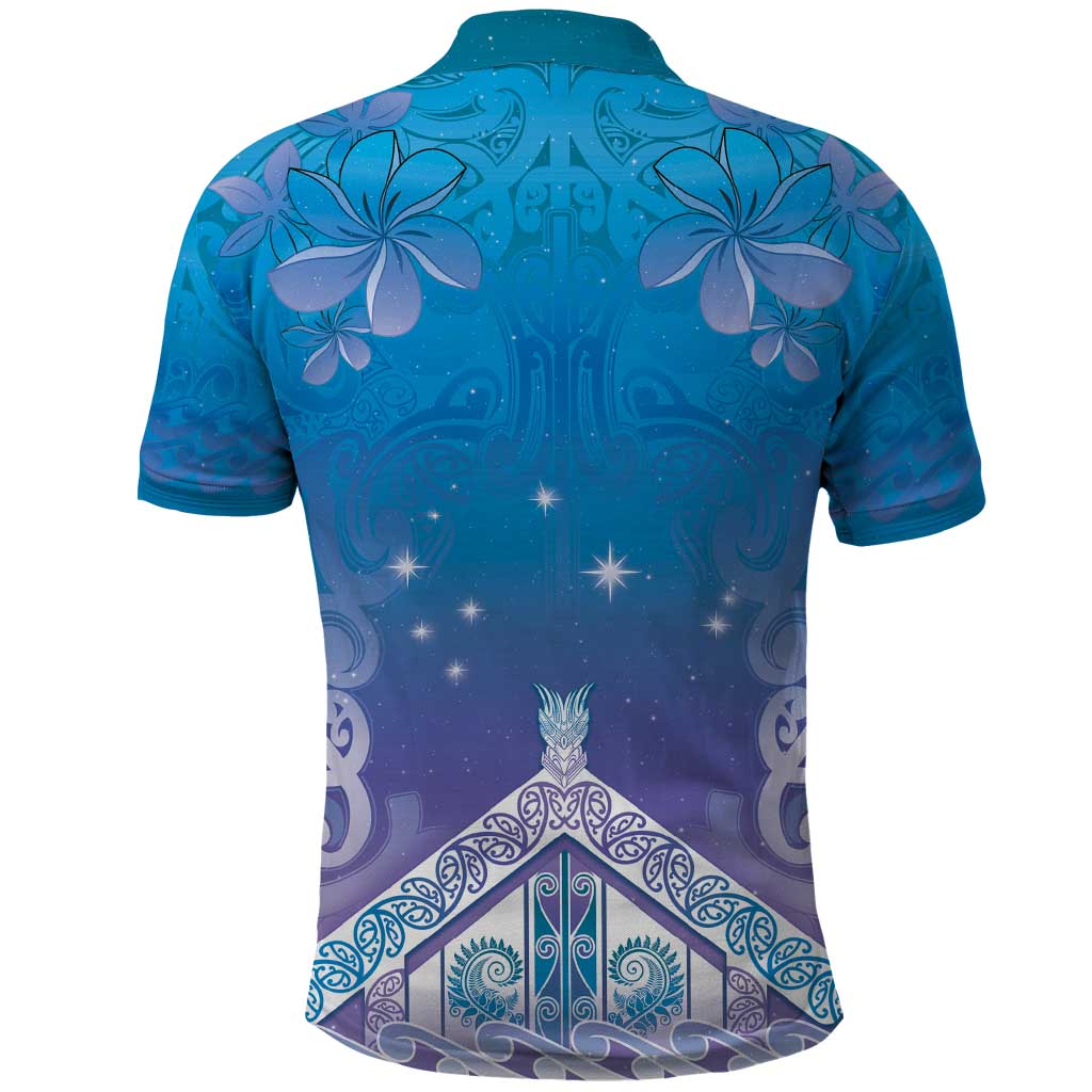 New Zealand Matariki Polo Shirt Maori Marae Cyan Galaxy