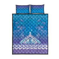 New Zealand Matariki Quilt Bed Set Maori Marae Cyan Galaxy