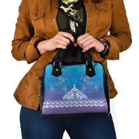 New Zealand Matariki Shoulder Handbag Maori Marae Cyan Galaxy