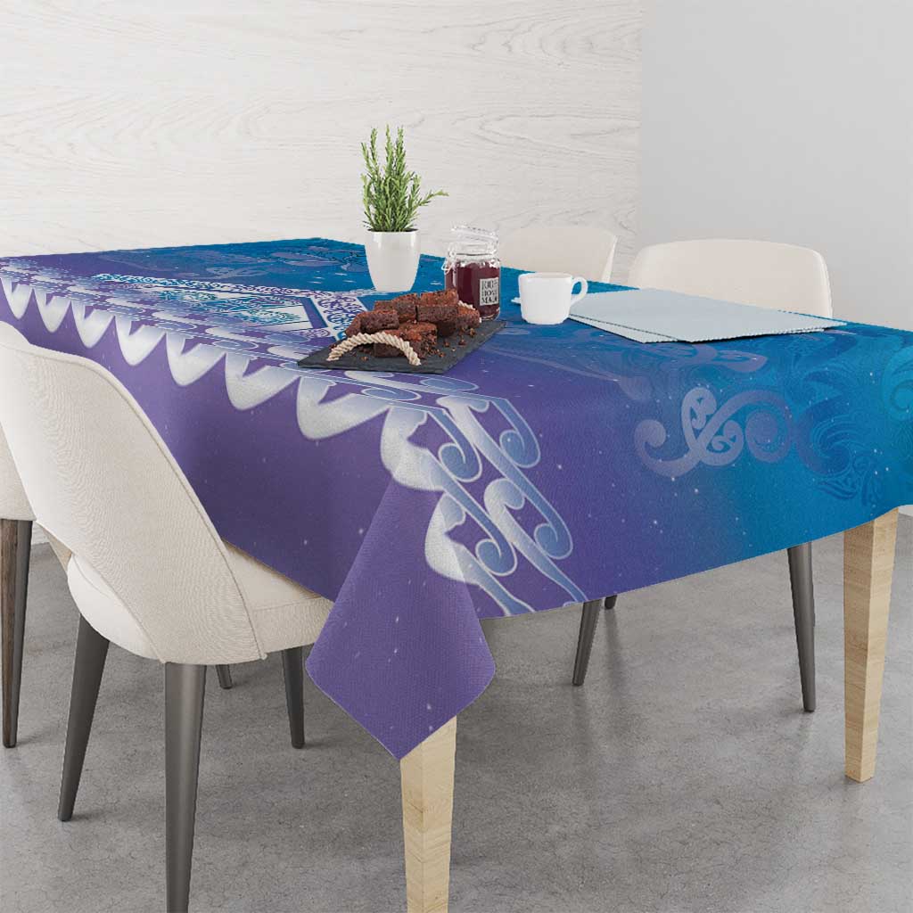 New Zealand Matariki Tablecloth Maori Marae Cyan Galaxy