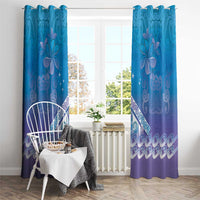 New Zealand Matariki Window Curtain Maori Marae Cyan Galaxy