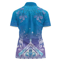 New Zealand Matariki Women Polo Shirt Maori Marae Cyan Galaxy