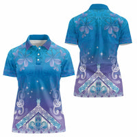 New Zealand Matariki Women Polo Shirt Maori Marae Cyan Galaxy
