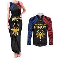 Philippines Independence Day Couples Matching Tank Maxi Dress and Long Sleeve Button Shirt Proud To Be Pinoy