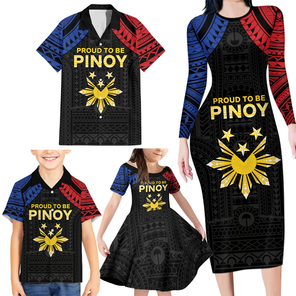 Philippines Independence Day Family Matching Long Sleeve Bodycon Dress and Hawaiian Shirt Proud To Be Pinoy LT05 - Polynesian Pride