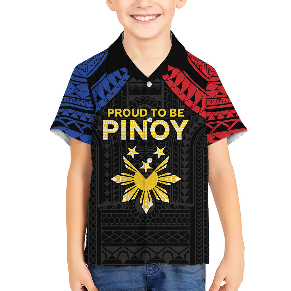 Philippines Independence Day Family Matching Mermaid Dress and Hawaiian Shirt Proud To Be Pinoy LT05 Son's Shirt Black - Polynesian Pride