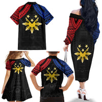 Philippines Independence Day Family Matching Off The Shoulder Long Sleeve Dress and Hawaiian Shirt Proud To Be Pinoy LT05 - Polynesian Pride