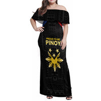 Philippines Independence Day Family Matching Off Shoulder Maxi Dress and Hawaiian Shirt Proud To Be Pinoy LT05 Mom's Dress Black - Polynesian Pride