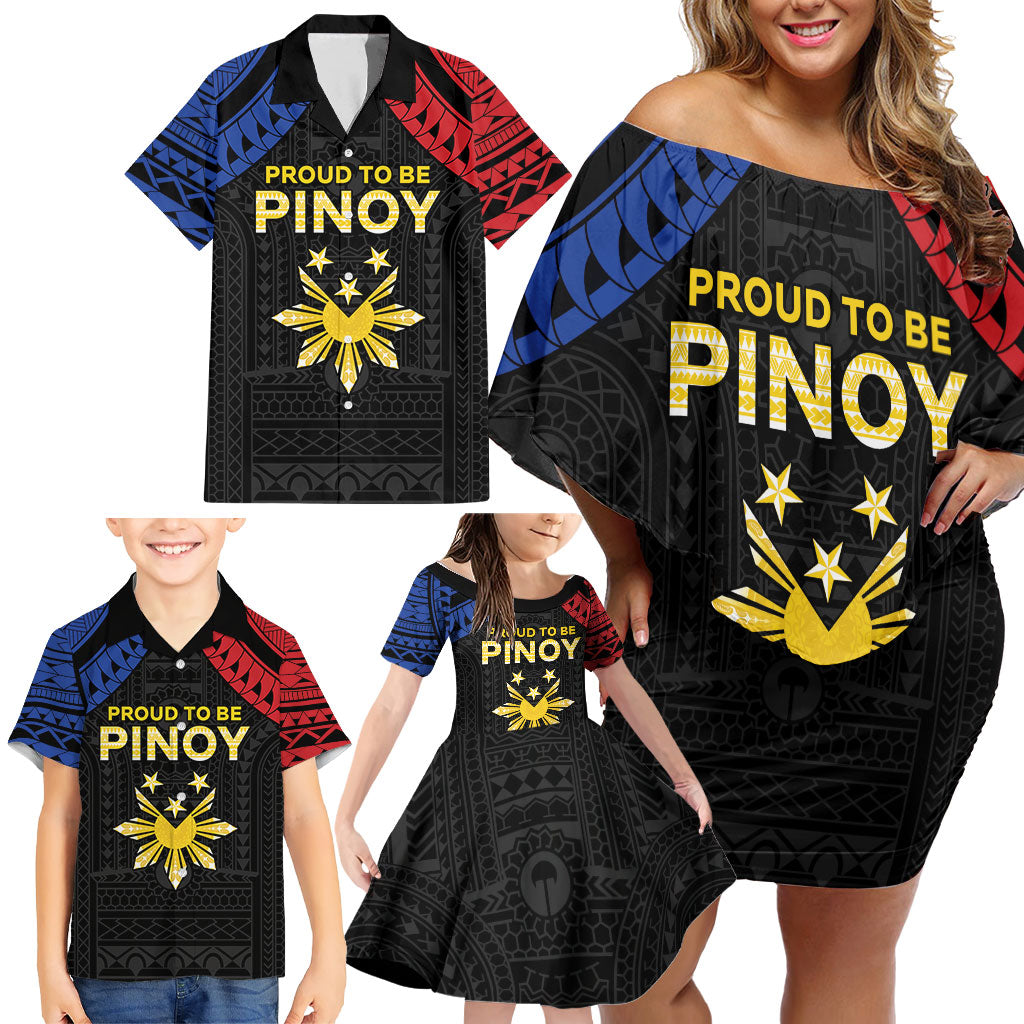 Philippines Independence Day Family Matching Off Shoulder Short Dress and Hawaiian Shirt Proud To Be Pinoy LT05 - Polynesian Pride