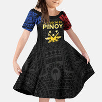 Philippines Independence Day Family Matching Summer Maxi Dress and Hawaiian Shirt Proud To Be Pinoy LT05 Daughter's Dress Black - Polynesian Pride