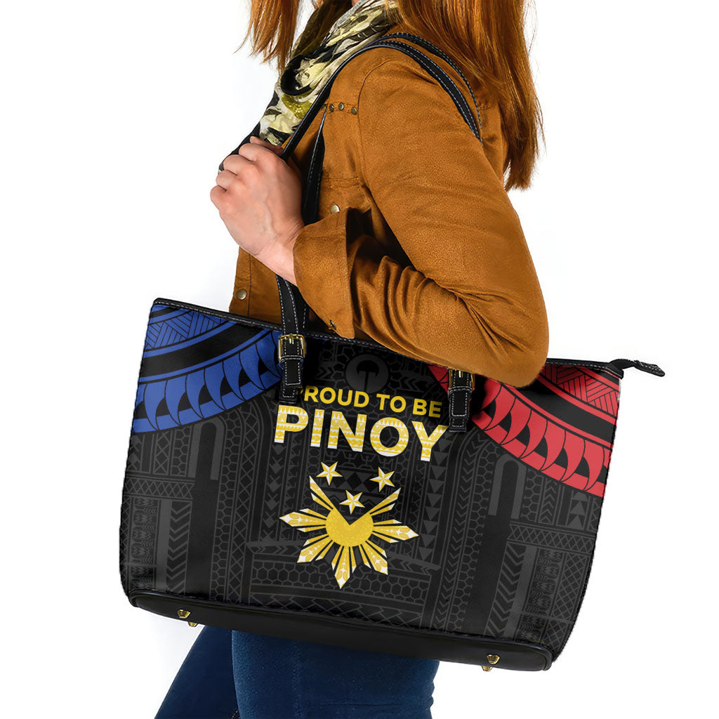 Philippines Independence Day Leather Tote Bag Proud To Be Pinoy