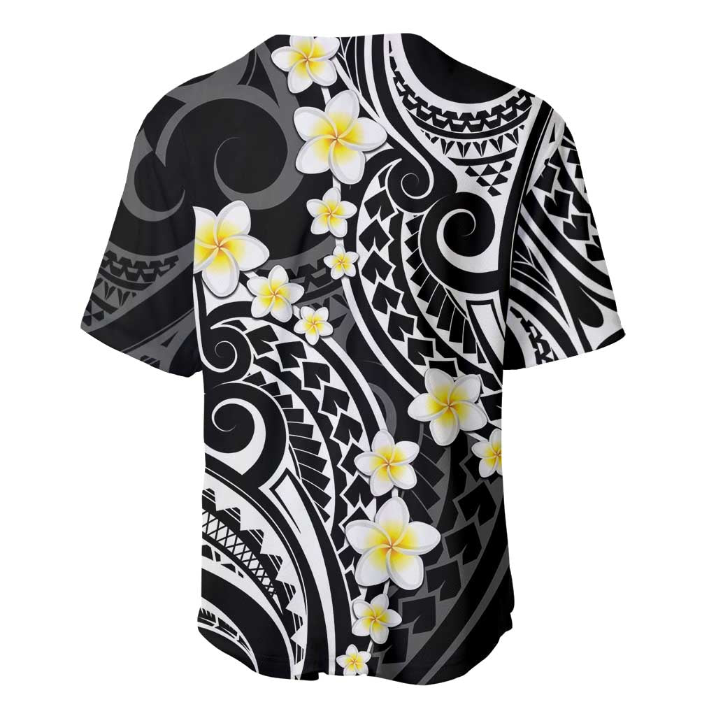 Plumeria With Black Polynesian Tattoo Pattern Baseball Jersey