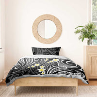 Plumeria With Black Polynesian Tattoo Pattern Bedding Set