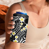 Plumeria With Black Polynesian Tattoo Pattern 4 in 1 Can Cooler Tumbler