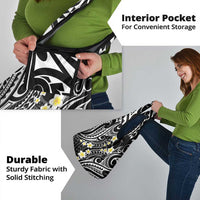 Plumeria With Black Polynesian Tattoo Pattern Grocery Bag