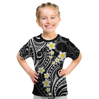 Plumeria With Black Polynesian Tattoo Pattern Kid T Shirt