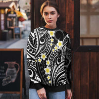 Plumeria With Black Polynesian Tattoo Pattern Ugly Christmas Sweater