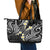 Plumeria With Black Polynesian Tattoo Pattern Leather Tote Bag