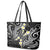 Plumeria With Black Polynesian Tattoo Pattern Leather Tote Bag