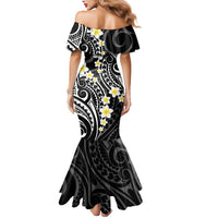 Plumeria With Black Polynesian Tattoo Pattern Mermaid Dress LT05 - Polynesian Pride