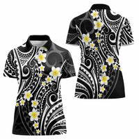 Plumeria With Black Polynesian Tattoo Pattern Women Polo Shirt