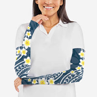 Plumeria With Blue Polynesian Tattoo Pattern Arm Sleeves - Polynesian Pride