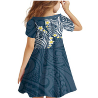 Plumeria With Blue Polynesian Tattoo Pattern Family Matching Mermaid Dress and Hawaiian Shirt