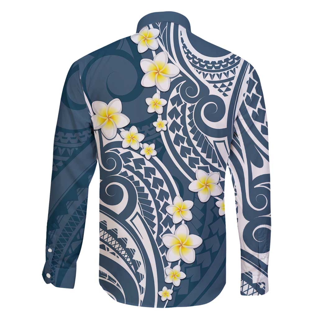 Plumeria With Blue Polynesian Tattoo Pattern Family Matching Summer Maxi Dress and Hawaiian Shirt LT05 - Polynesian Pride