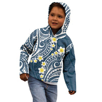 Plumeria With Blue Polynesian Tattoo Pattern Kid Hoodie