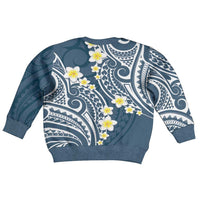 Plumeria With Blue Polynesian Tattoo Pattern Kid Ugly Christmas Sweater