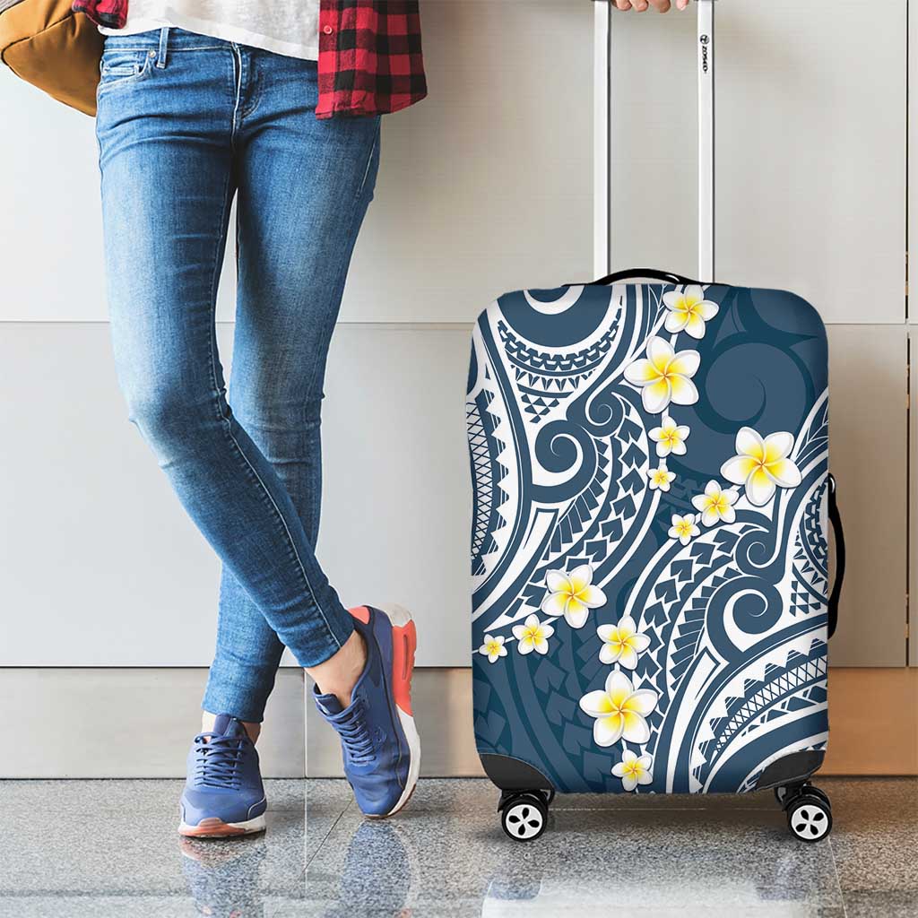 Plumeria With Blue Polynesian Tattoo Pattern Luggage Cover LT05 - Polynesian Pride