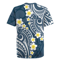 Plumeria With Blue Polynesian Tattoo Pattern Rugby Jersey