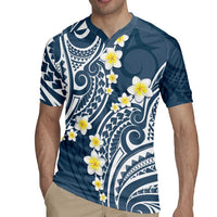 Plumeria With Blue Polynesian Tattoo Pattern Rugby Jersey