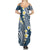 Plumeria With Blue Polynesian Tattoo Pattern Summer Maxi Dress